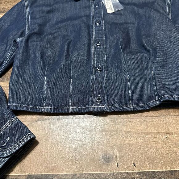 Madewell Denim Pleated Cropped Button-Up Shirt - NWT! - Picture 4 of 6